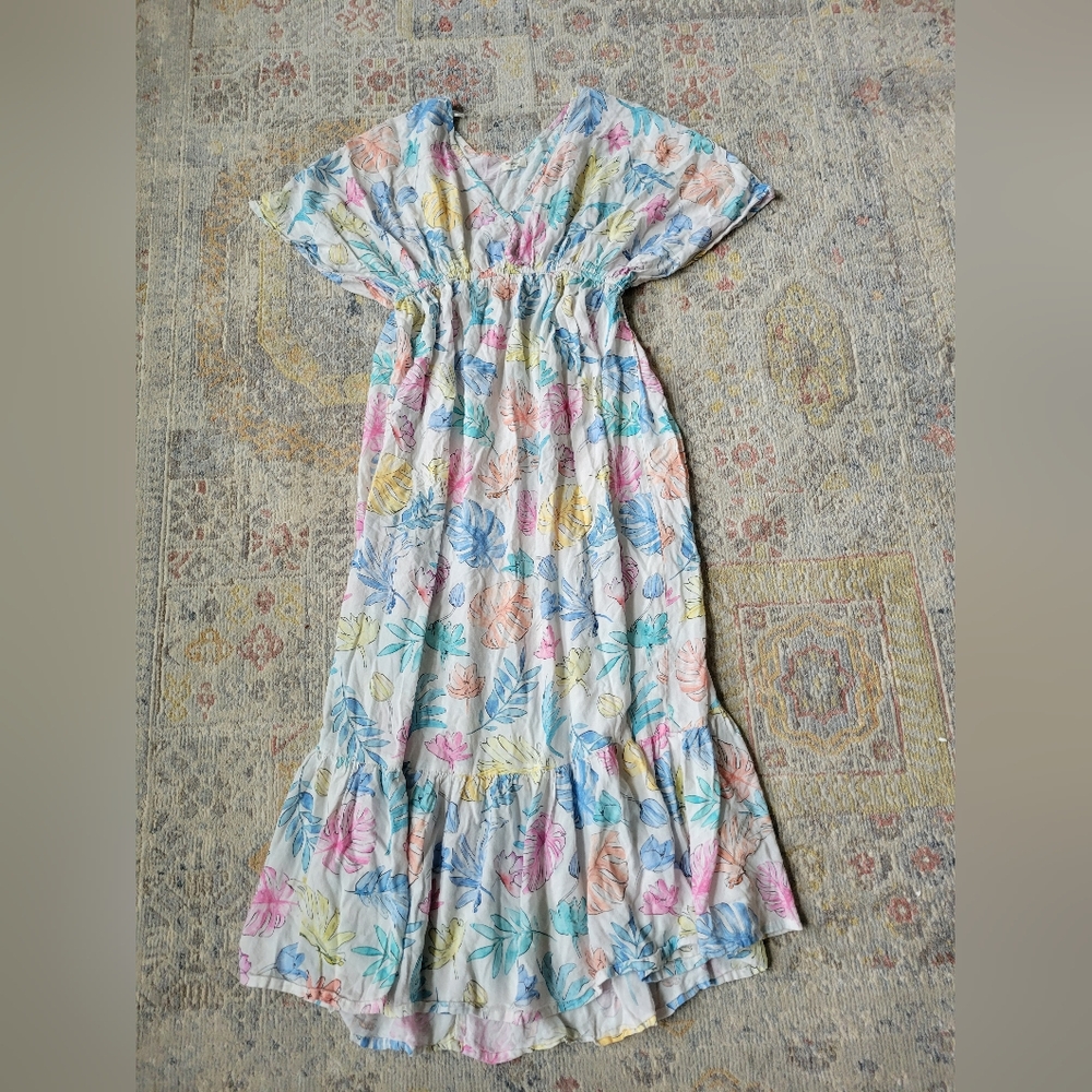 World market Kimono Sleeve Cotton Maxi Floral Print White dress